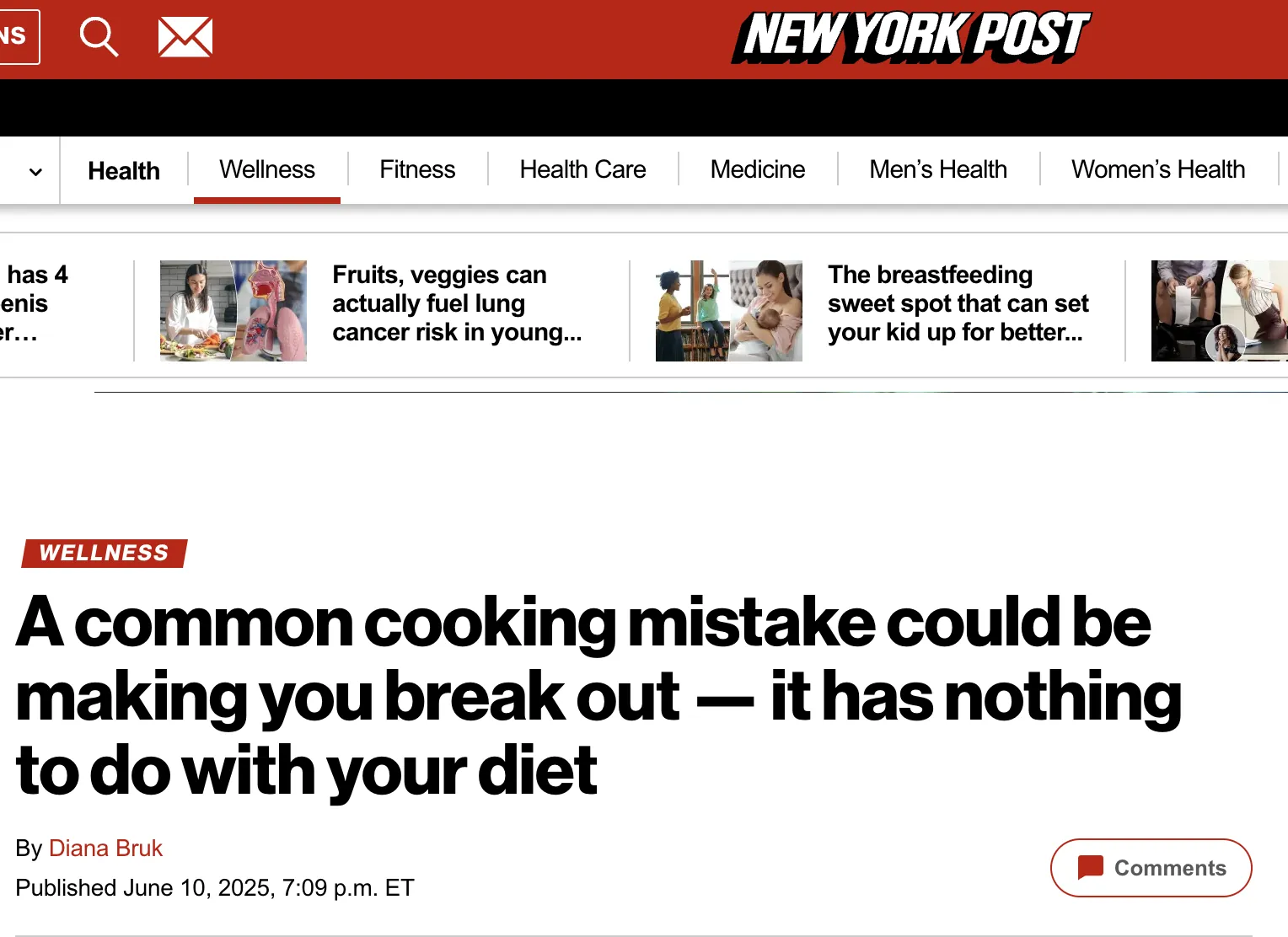 New York Post coverage: A common cooking mistake could be making you break out